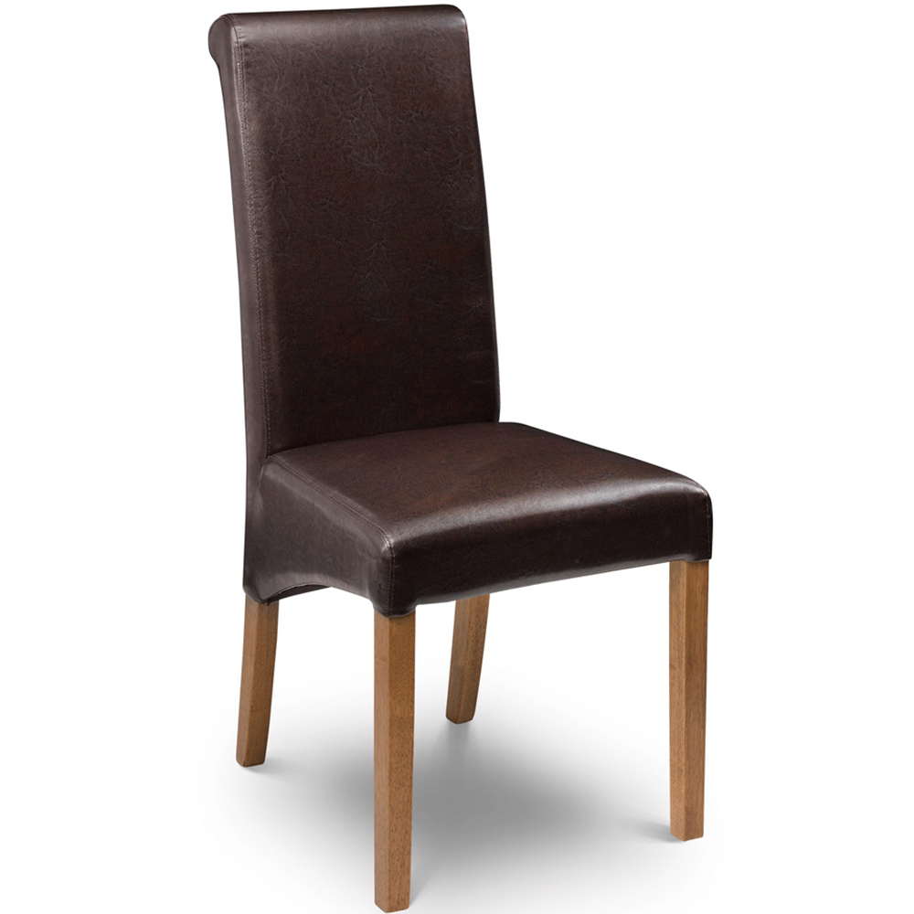 Julian Bowen Cuba Set of 2 Brown and Oak Dining Chair Image 2