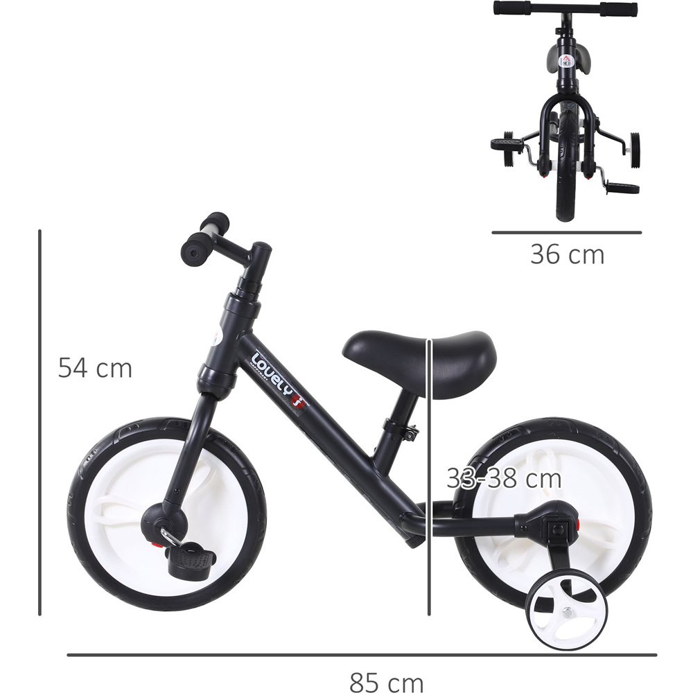 Tommy Toys Black Toddler Balance Training Bike with Stabilizers Image 6