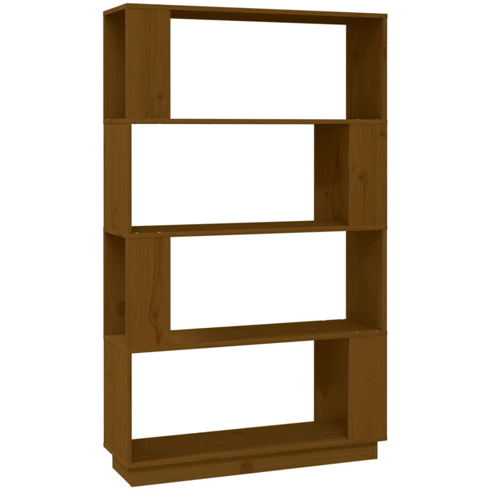 vidaXL 4 Shelf Honey Brown Solid Wood Bookcase Image 2