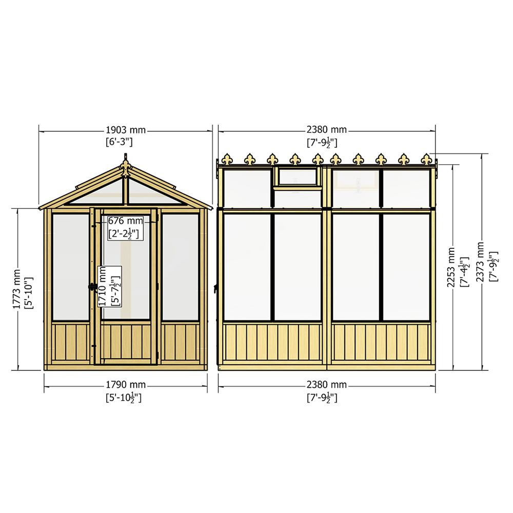 Shire Holkham Wooden 6 x 8ft Greenhouse Image 6