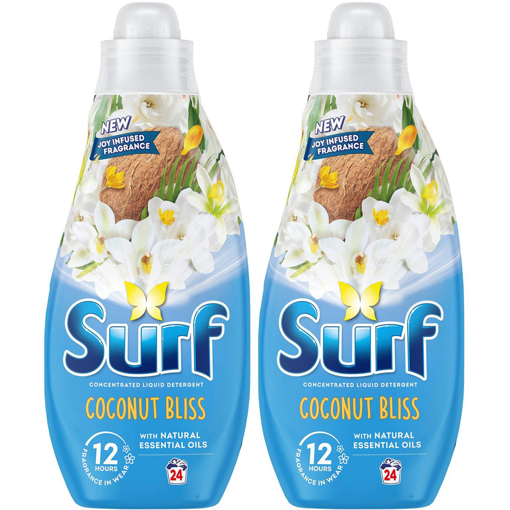 Surf Coconut Bliss Laundry Washing Liquid Detergent 24 Washes 648ml 2 Pack Image 1