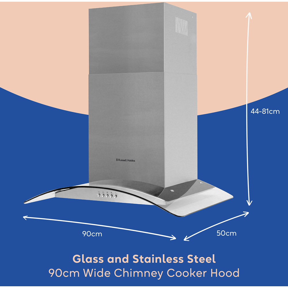 Russell Hobbs RHGCH901SS-M/01 Stainless Steel 90cm Wide Chimney Cooker Hood Image 9