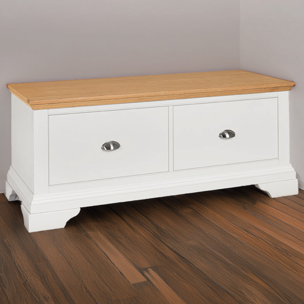 Bentley Designs Hampstead Oak and Ivory Blanket Box Image 1