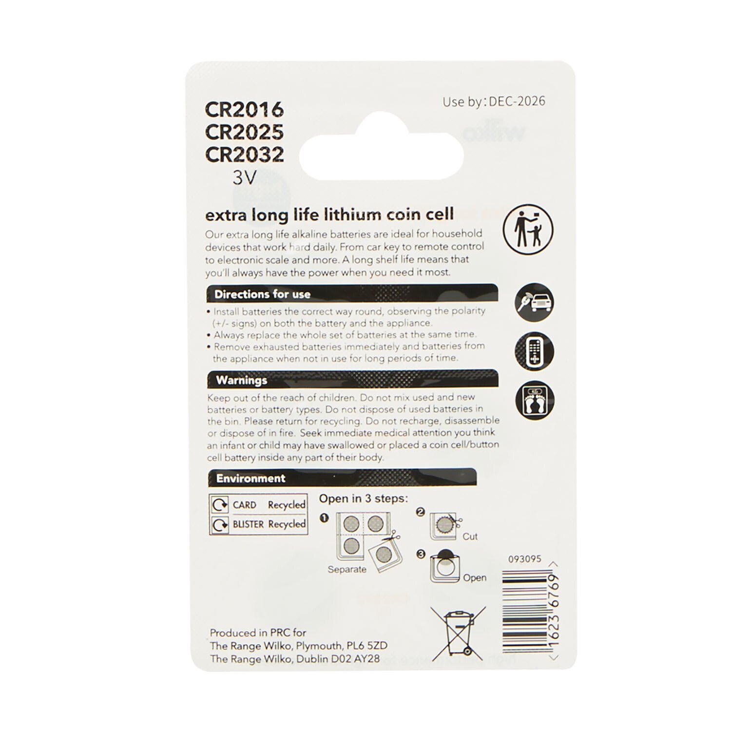 Pack of 6 Extra Long Life Coin Cells Image 2