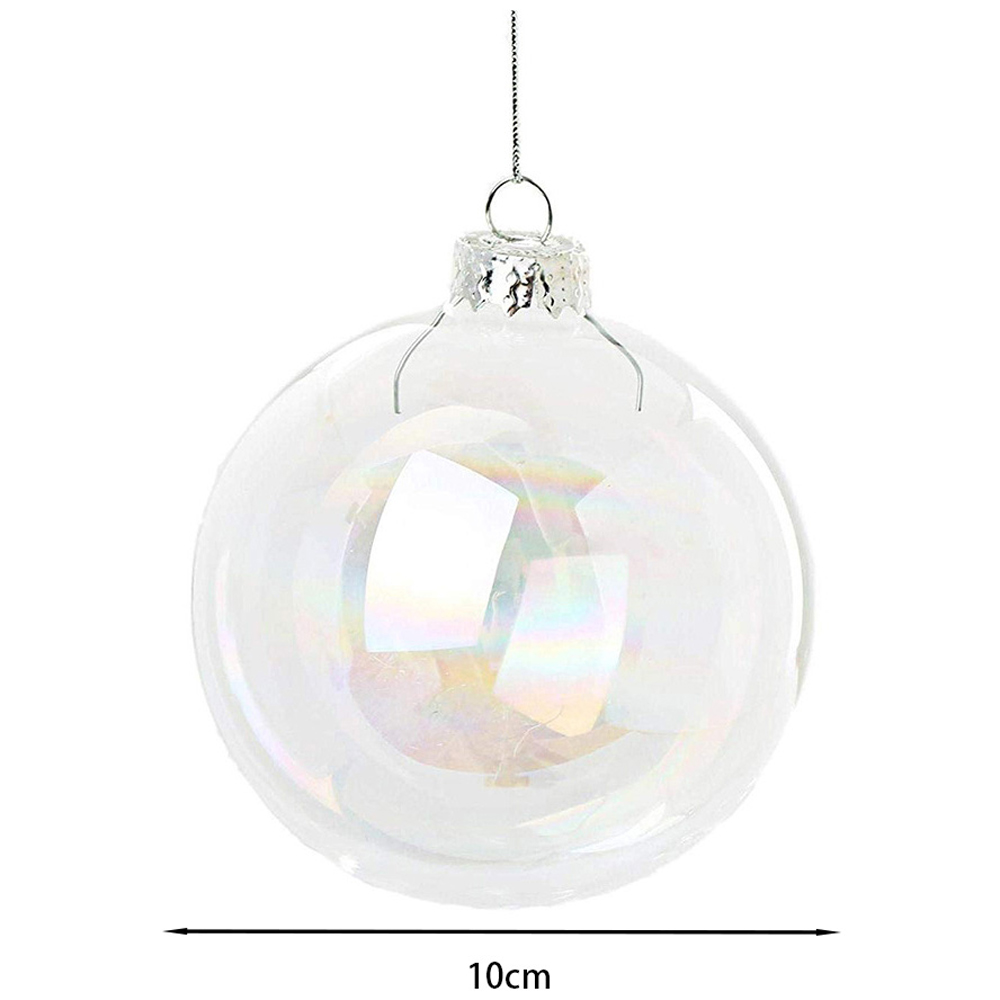 Living and Home White Rainbow Glass Bauble 10cm 5 Pack Image 8