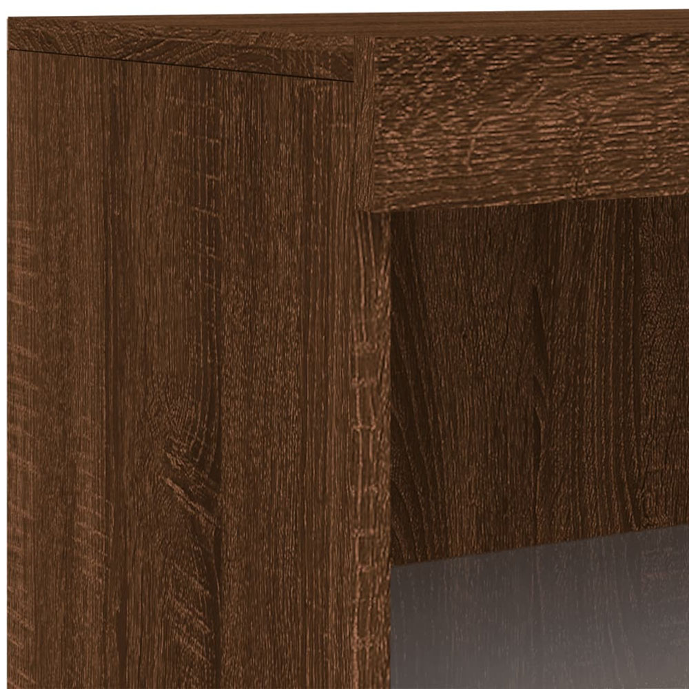 vidaXL 4 Drawer Brown Oak Narrow Sideboard with LED Lights Image 9