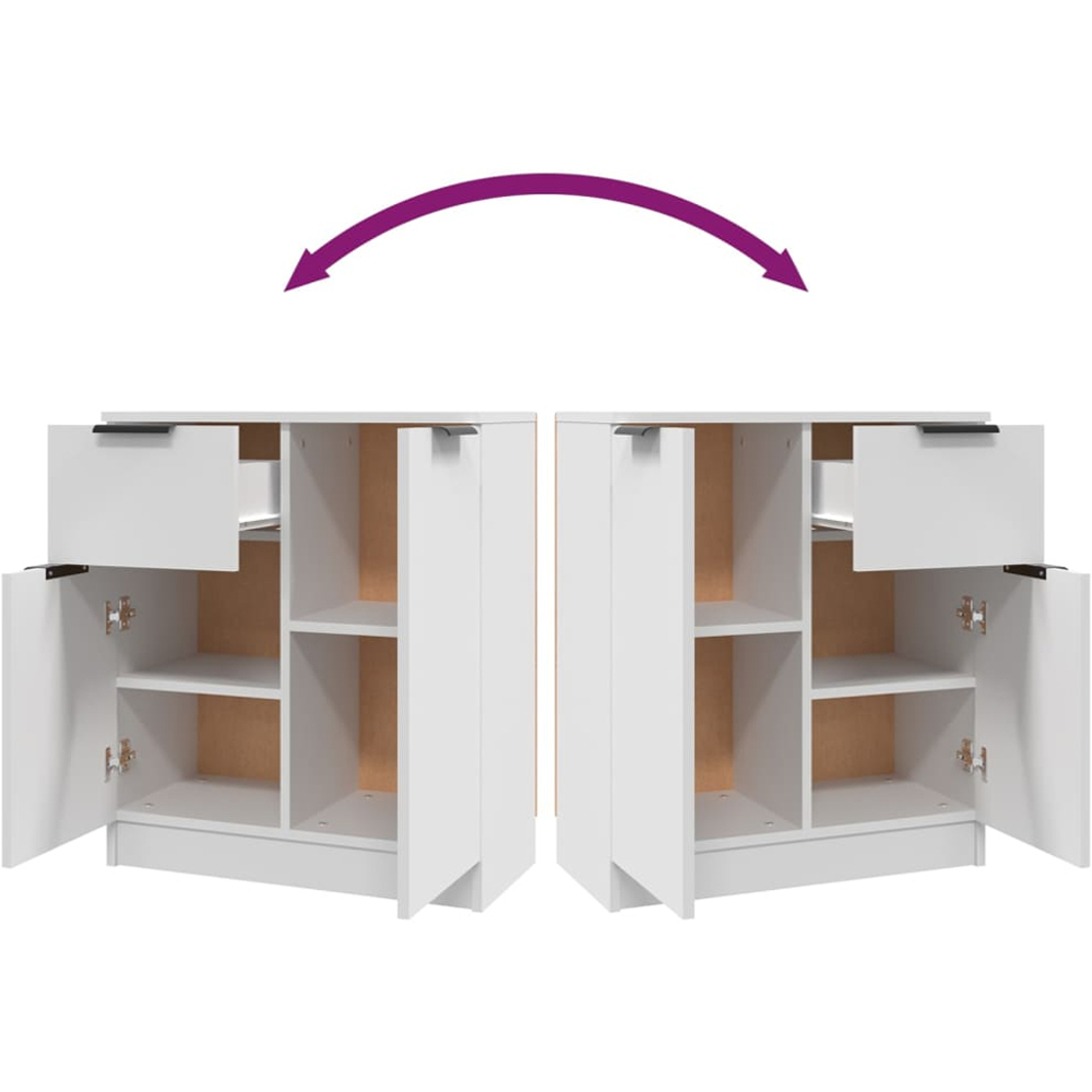 vidaXL 2 Door Single Drawer White Sideboard Set of 2 Image 7