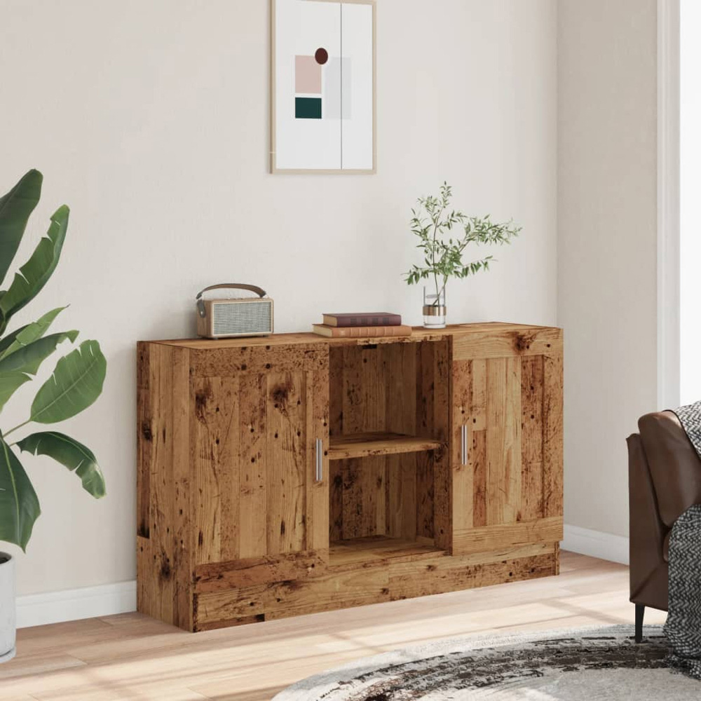 vidaXL 2 Door 2 Open Shelf Old Wood Sideboard Image 3