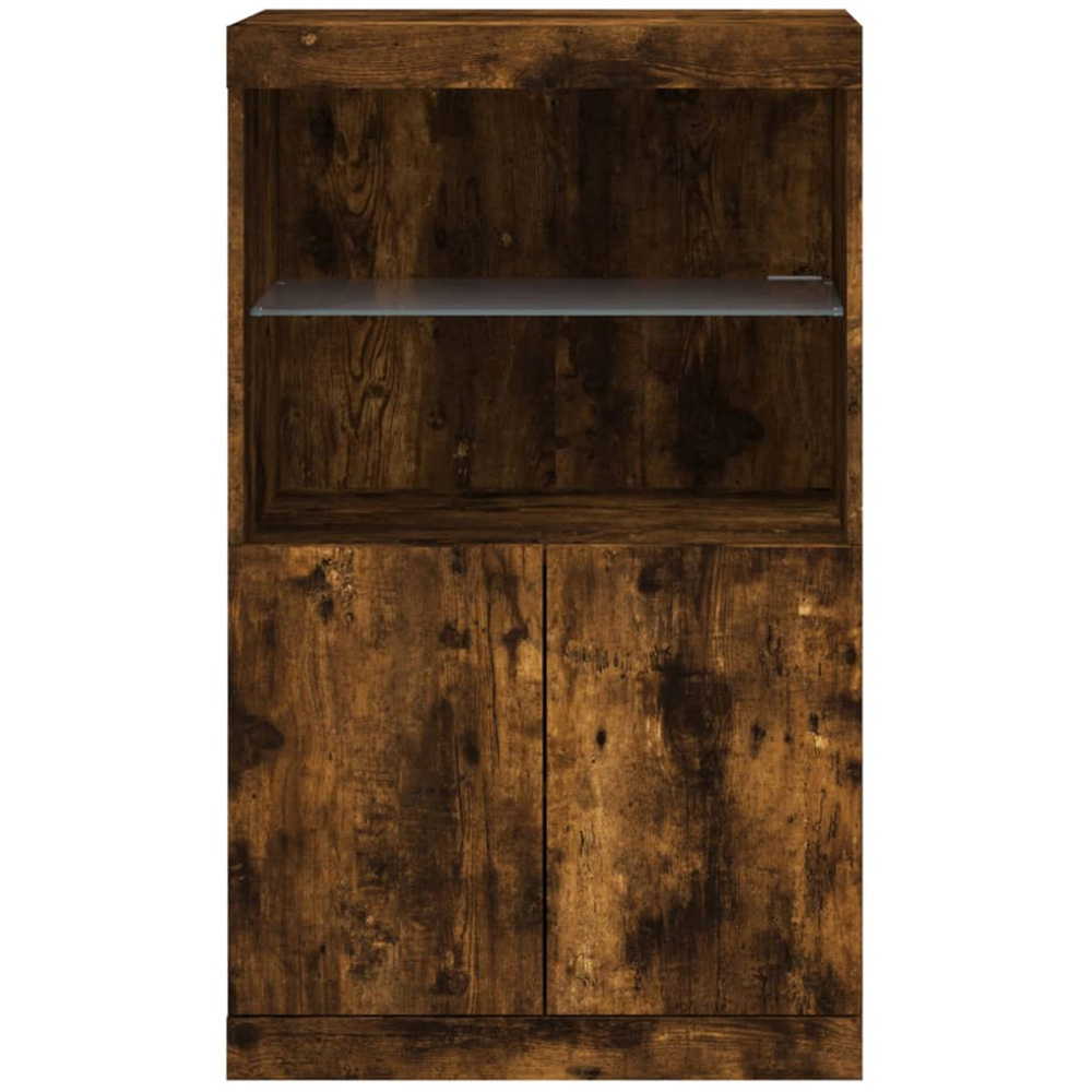 vidaXL 2 Door 2 Shelf Smoked Oak Sideboard with RGB LED Lights Image 6