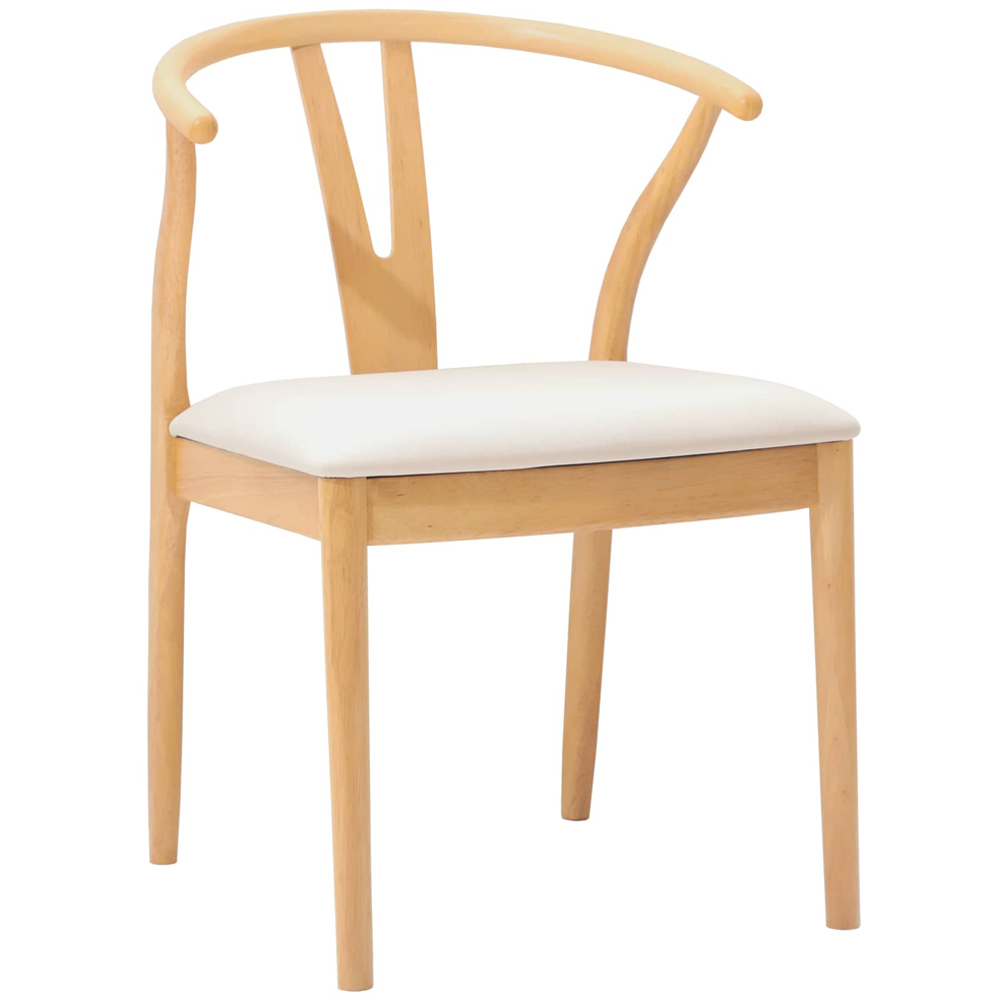vidaXL Set of 2 Natural Rubberwood Curved Vintage Dining Chairs Image 2