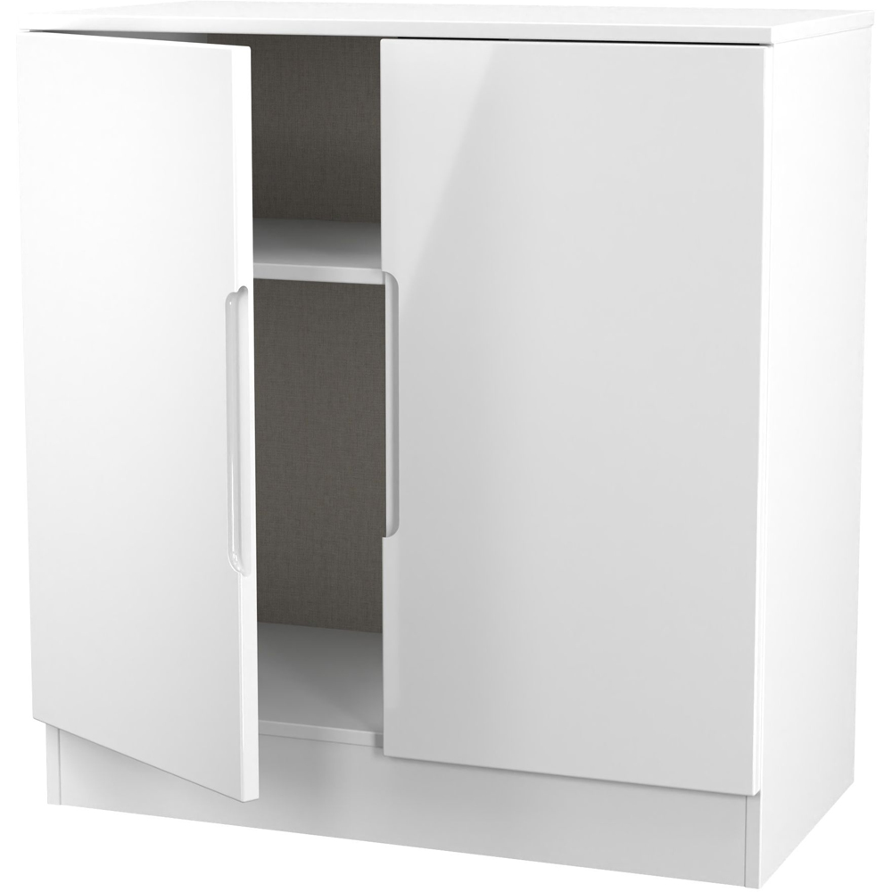 Crowndale Milan 2 Door White Gloss and White Cabinet Ready Assembled Image 6