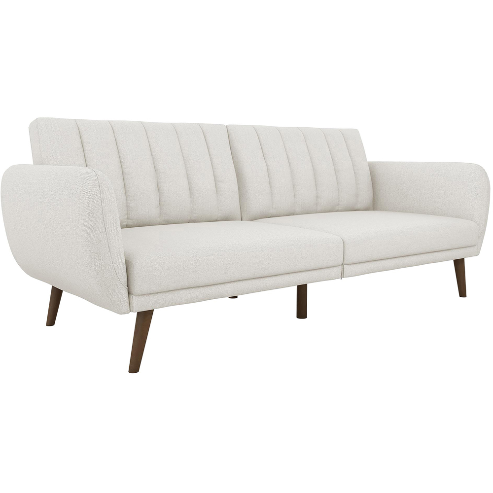 Novogratz Brittany 3 Seater Light Grey Linen Sofa Bed with Wooden Legs Image 2