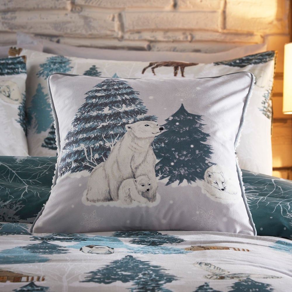 furn. Arcticus King Size Blue Arctic Animal Duvet Cover Set Image 4