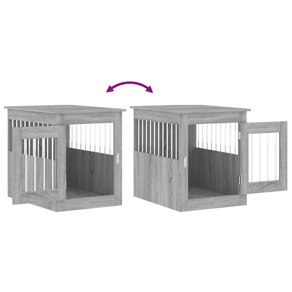 vidaXL Grey Sonoma Engineered Wood Dog Crate Furniture 65 x 55 x 75cm Image 9