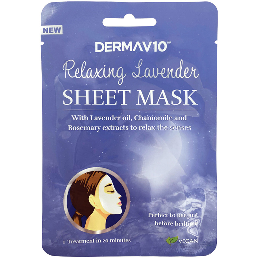DermaV10 Relaxing Lavender Sheet Face Mask Image