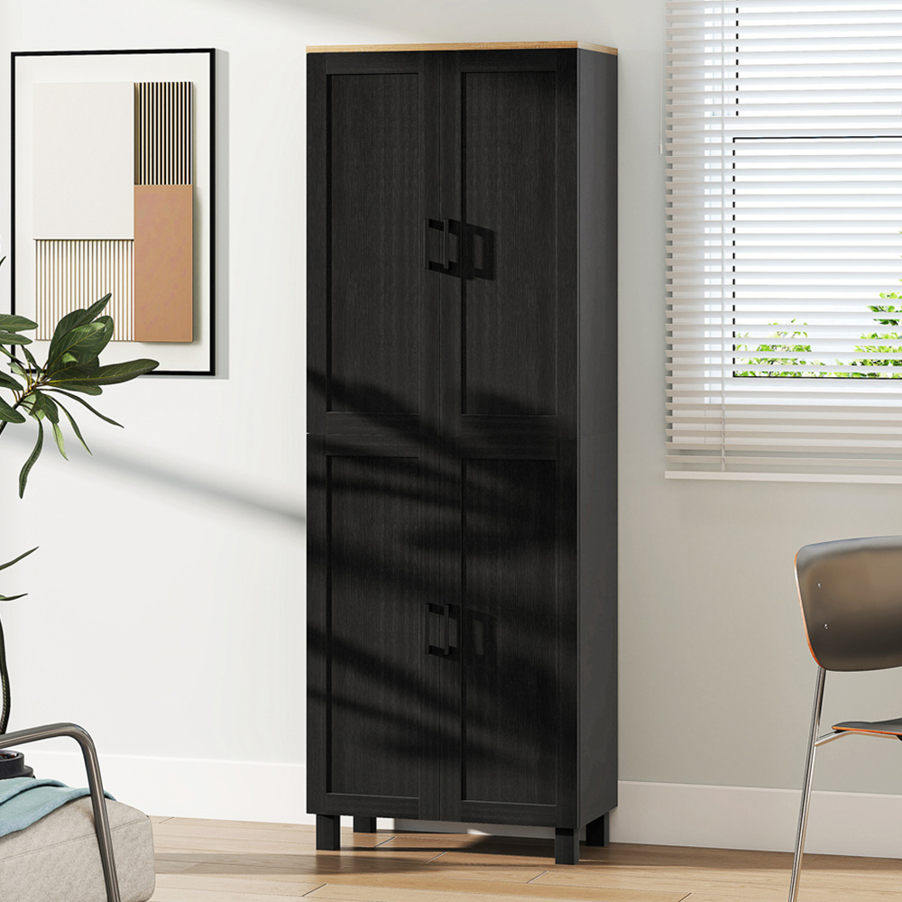 HOMCOM 4 Door Black Kitchen Storage Cabinet Image 1