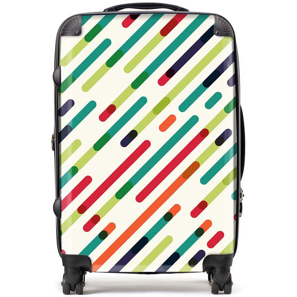 Warren Reed Designer Medium Coloured Diagonal Abstract Pattern Suitcase Image 1