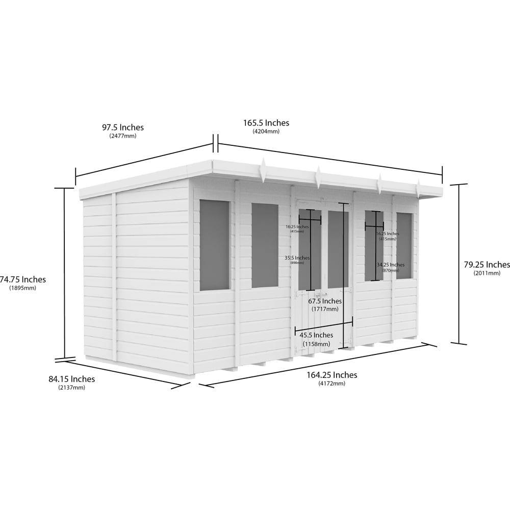 DIY Sheds 14 x 7ft Tongue and Groove Timber Pent Summerhouse Image 8