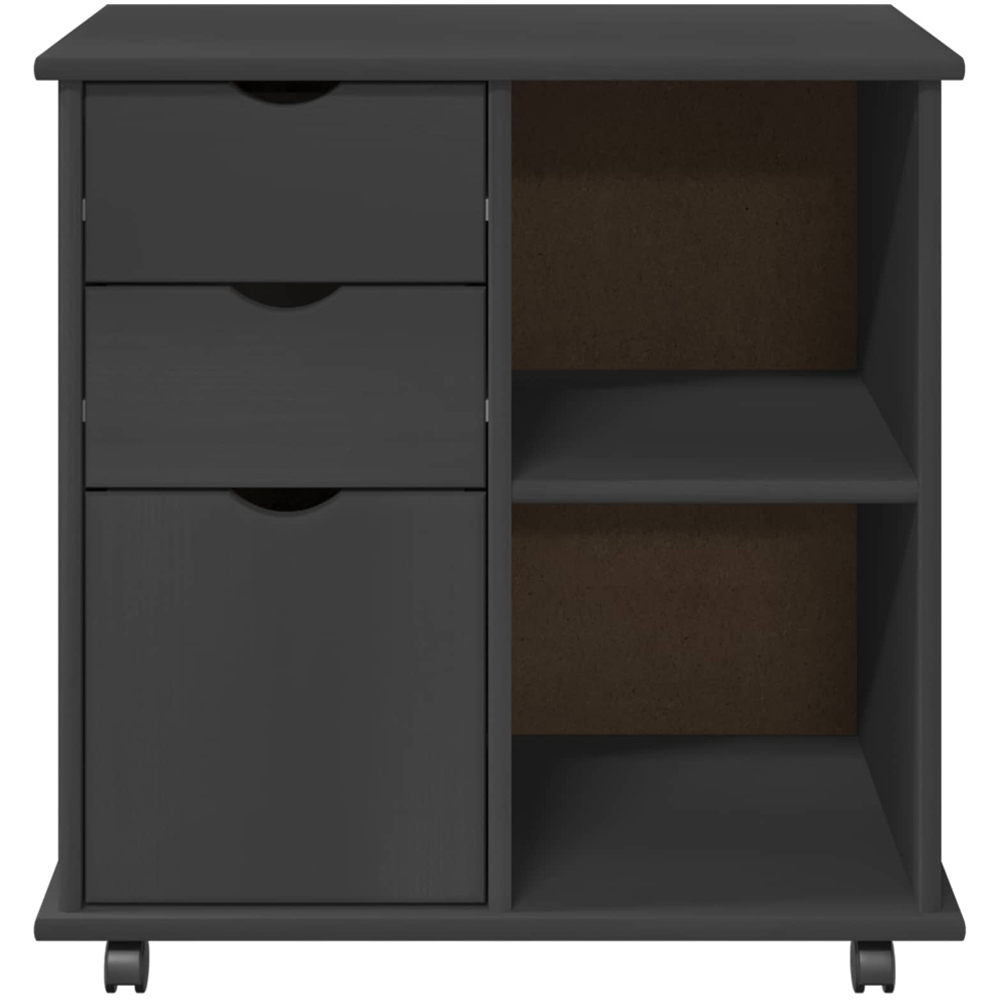 vidaXL Single Door 2 Drawer 2 Shelf Grey Rolling Storage Cabinet Image 3
