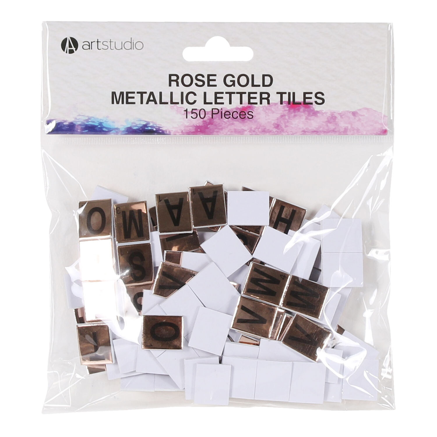 Art Studio Pack of 150 Metallic Letter Tiles  - Rose Gold Image