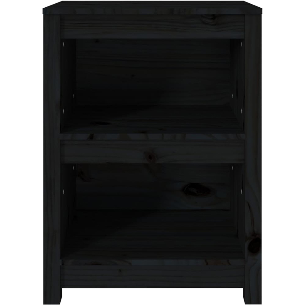 vidaXL 2 Shelf Black Solid Pine Wood Small Bookcase Image 5