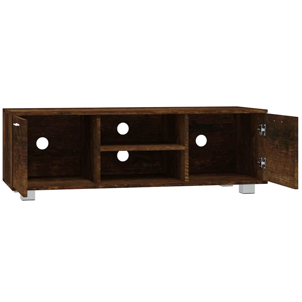 vidaXL 2 Door 2 Shelf Smoked Oak TV Cabinet with Cable Holes Image 5