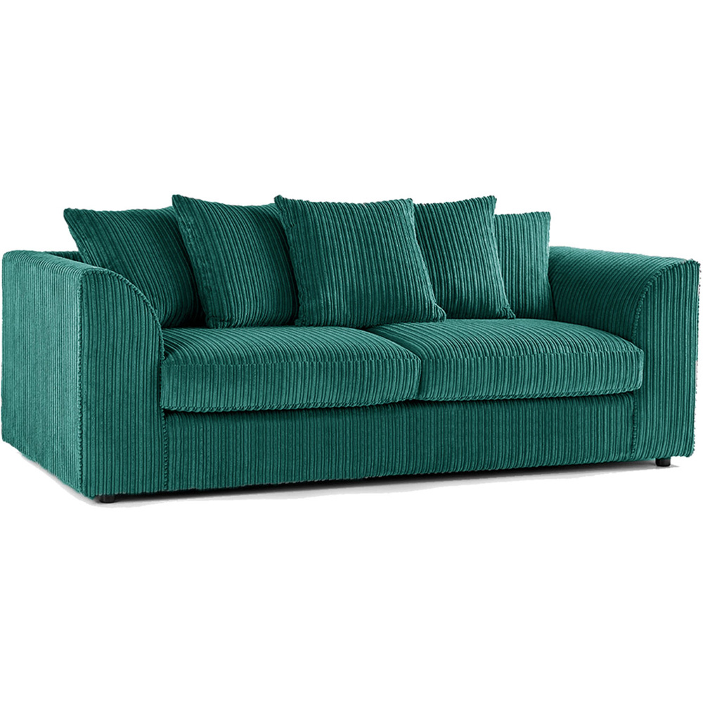 Luxor 5 Seater Teal Jumbo Cord Sofa Suite with Scatter Back Image 3