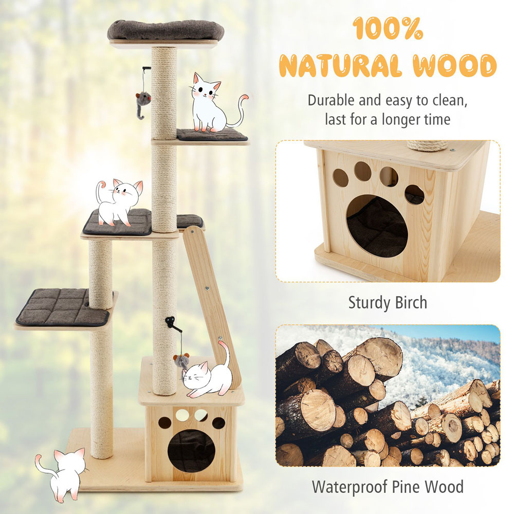 Costway 170cm Cat Tree Scratcher Image 7