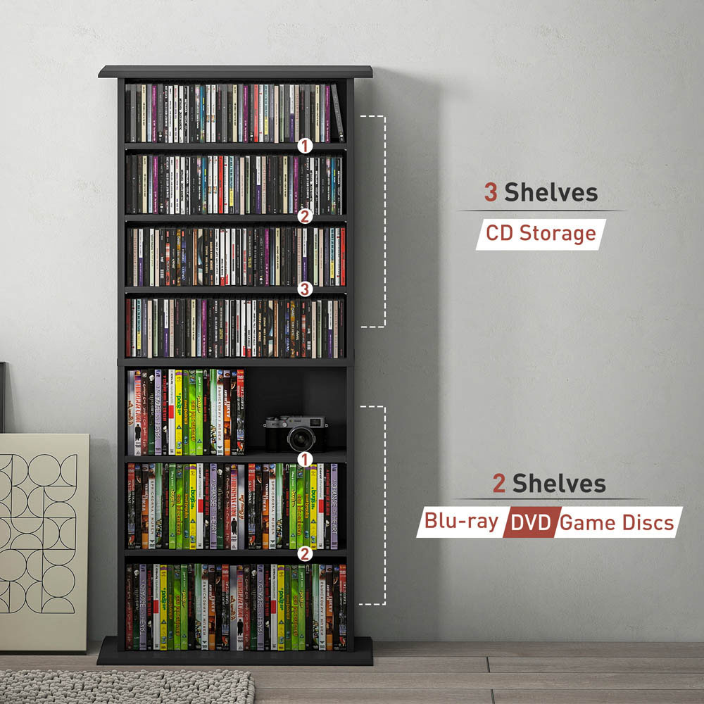 Portland 8 Shelf Black Media Storage Unit Image 4