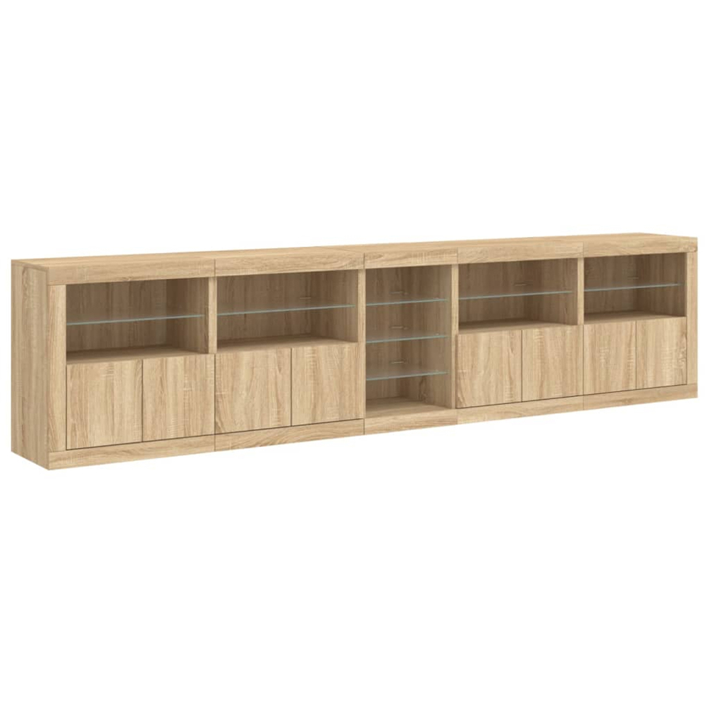 vidaXL 8 Door 12 Shelf Sonoma Oak LED Sideboard 5 Piece Image 4
