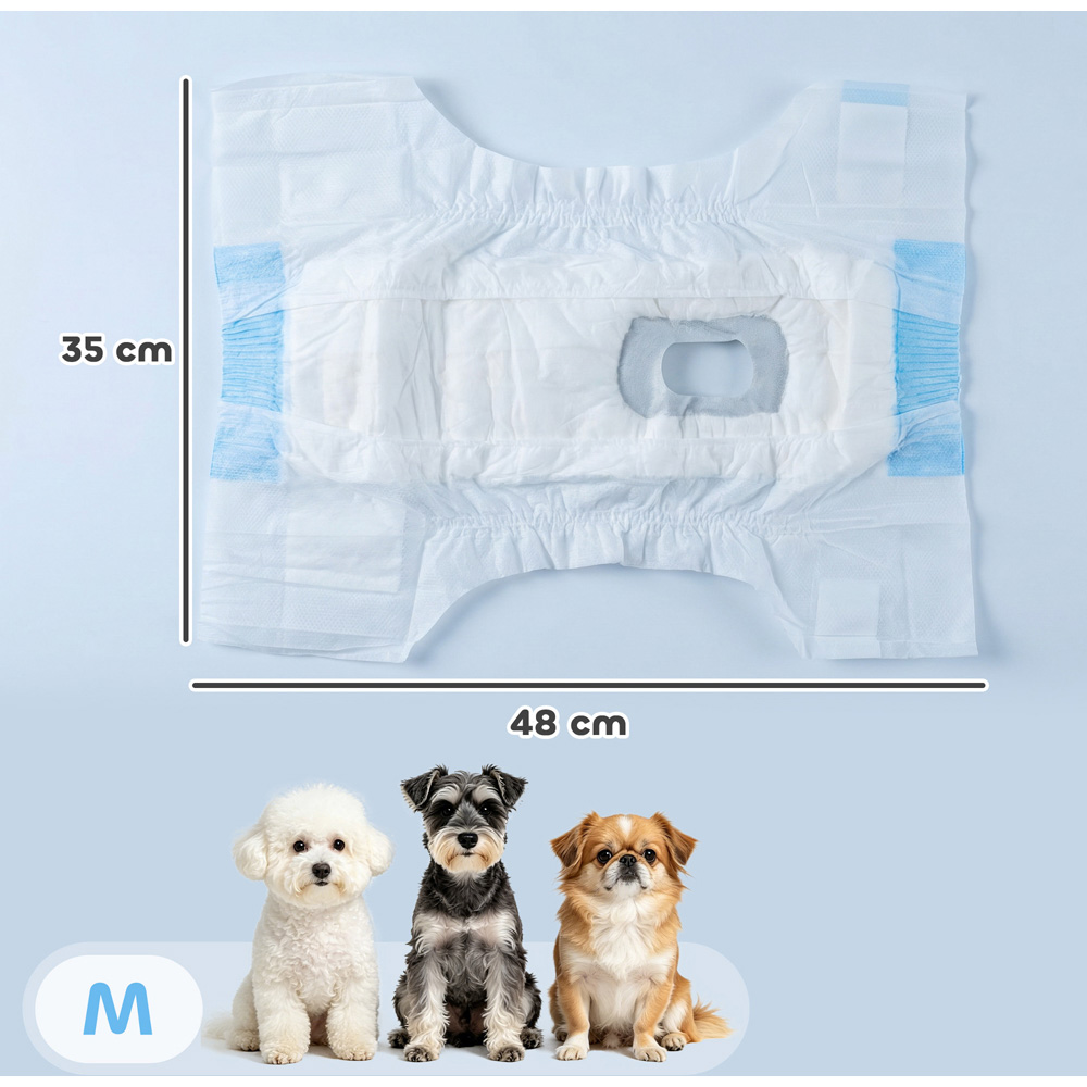 PawHut Medium Disposable Female Dog Diapers 24-41cm 48 Pack Image 9