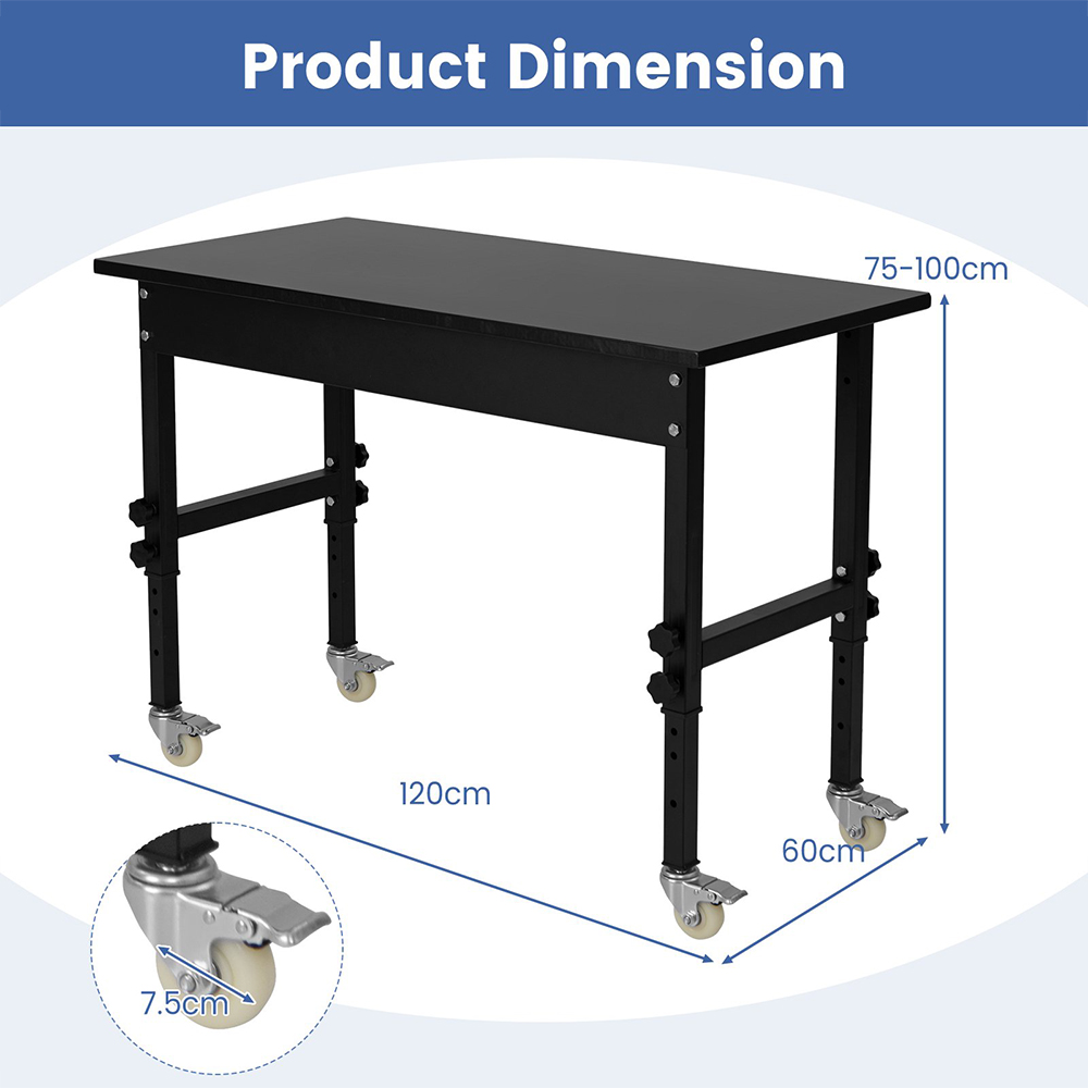 Costway Black Height Adjustable Workbench Image 9