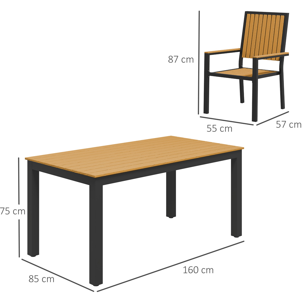 Outsunny 6 Seater Natural Garden Dining Set Image 8