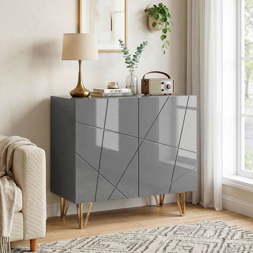 HOMCOM 2 Door Grey Sideboard Image 2