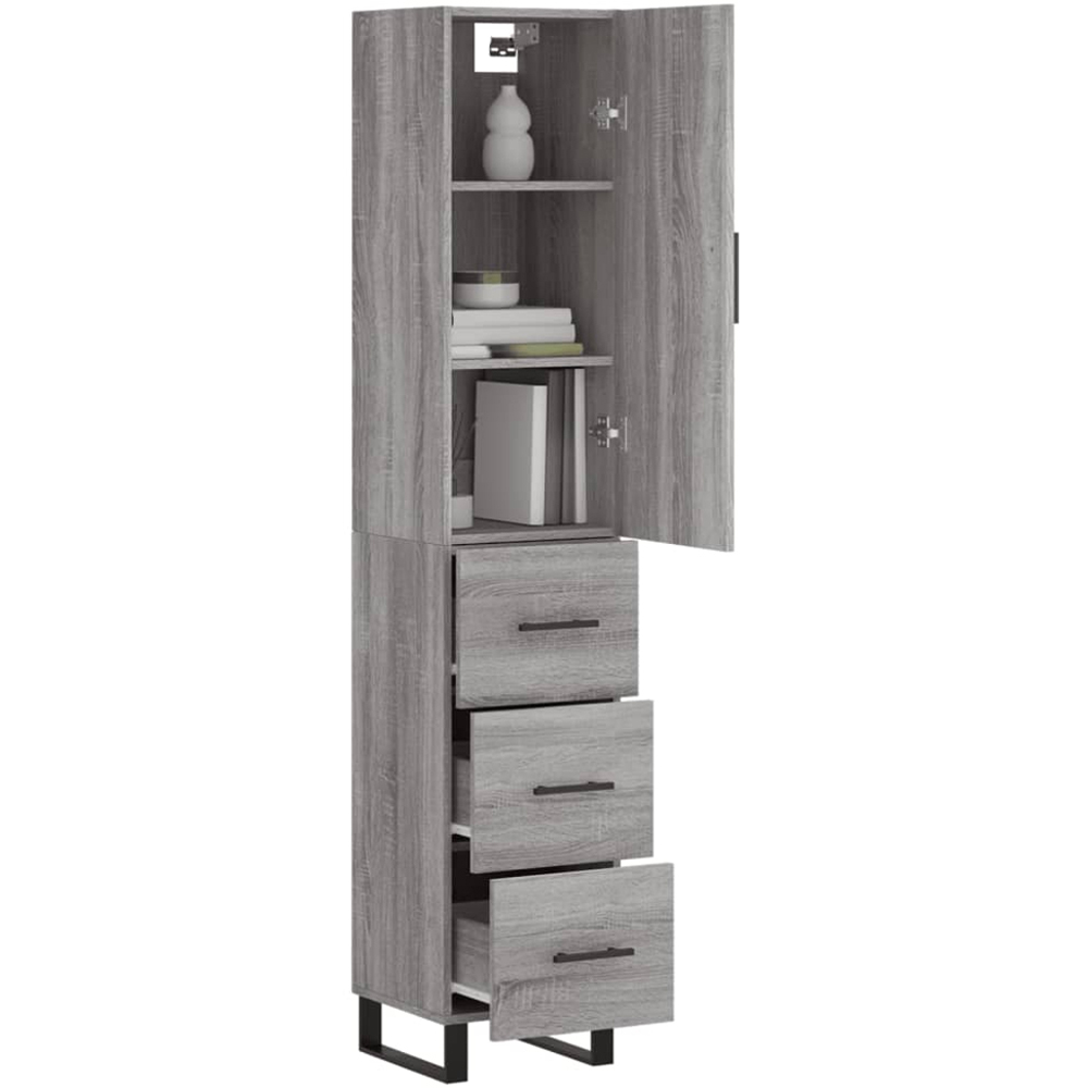 vidaXL Single Door 3 Drawer Grey Sonoma Highboard Image 3