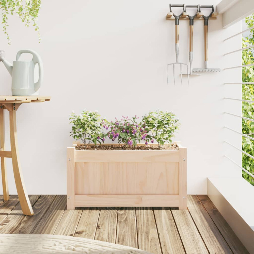 vidaXL Natural Solid Pine Wood Garden Planter 31 x 60 x 31cm Image 2