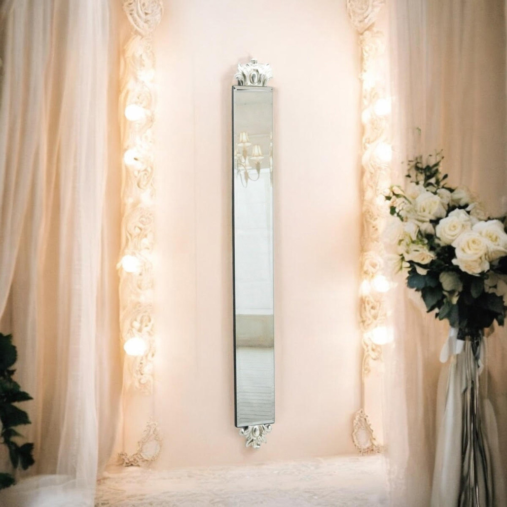 Acacia Home Silver Frameless Slim Wall Mirror 109 x 13cm Image 2