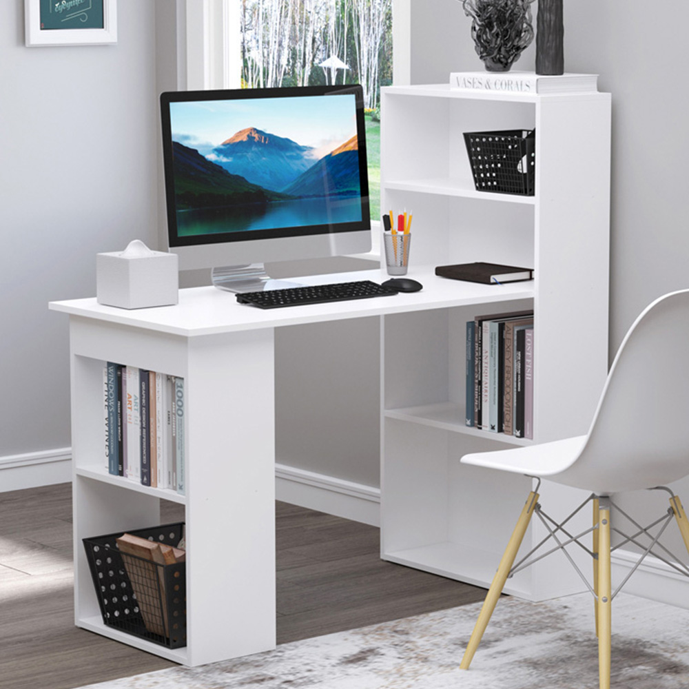 Portland Modern Shelf Office Desk White Image 1