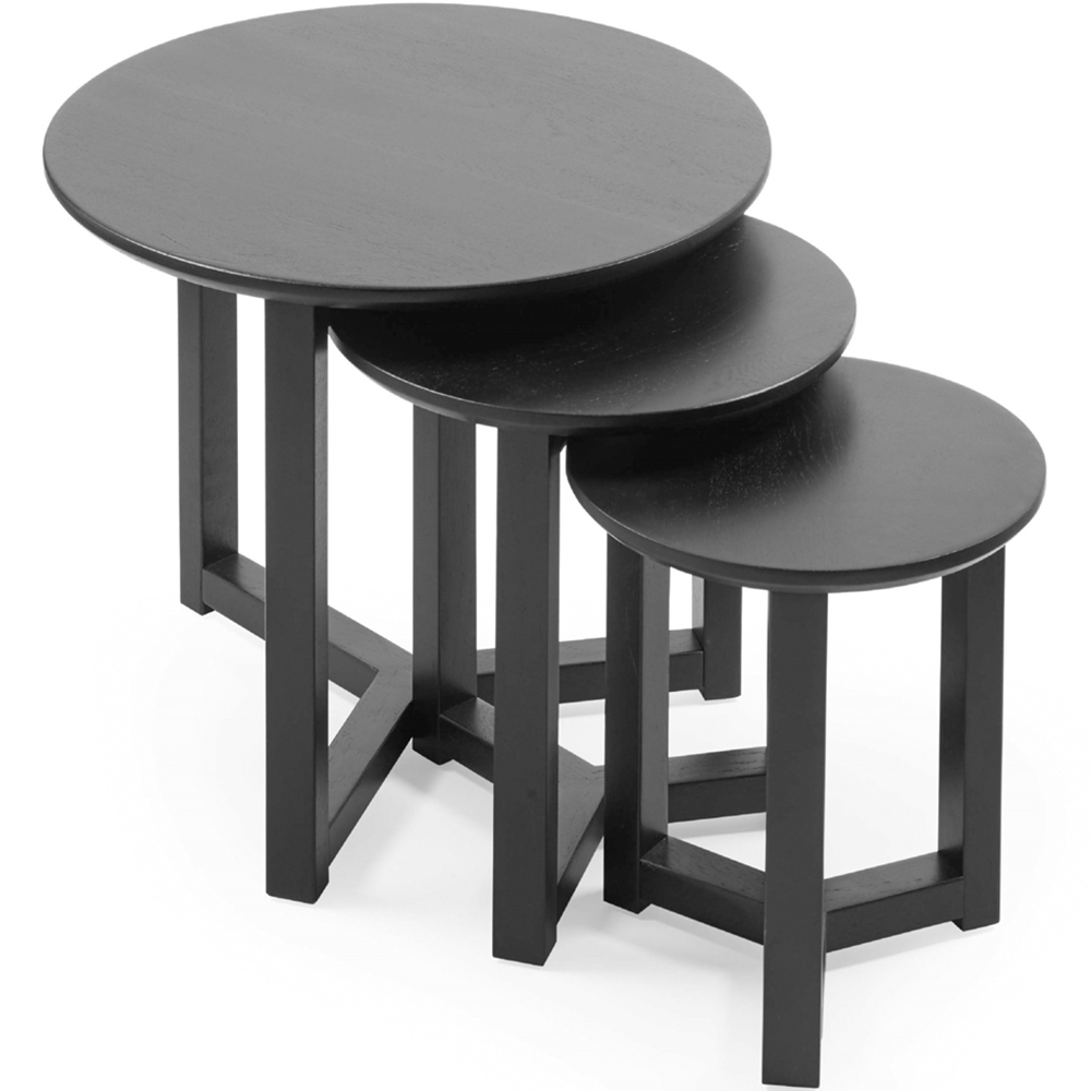 Julian Bowen Nidri Black Oak Nest of Tables Set of 3 Image 3