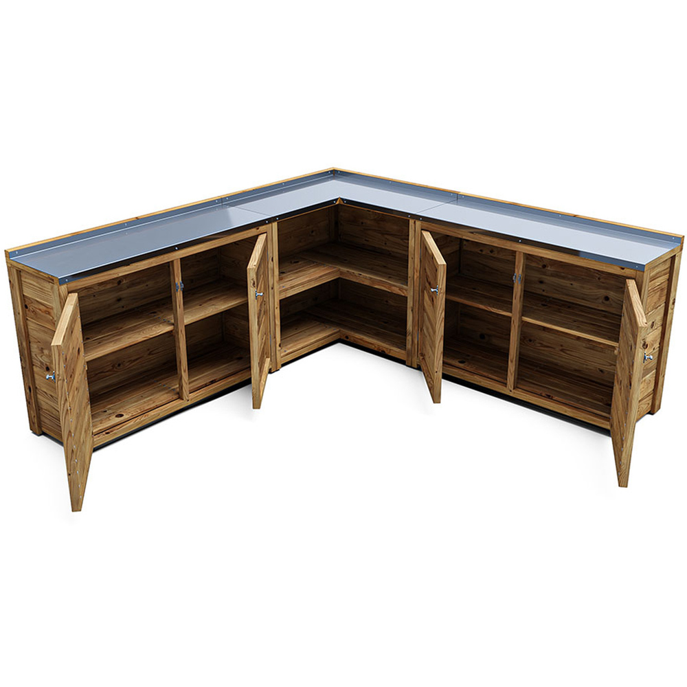 Dunster House 4 Door 2 Shelf Garden Kitchen Double Unit III with Stainless Steel Countertop Image 3