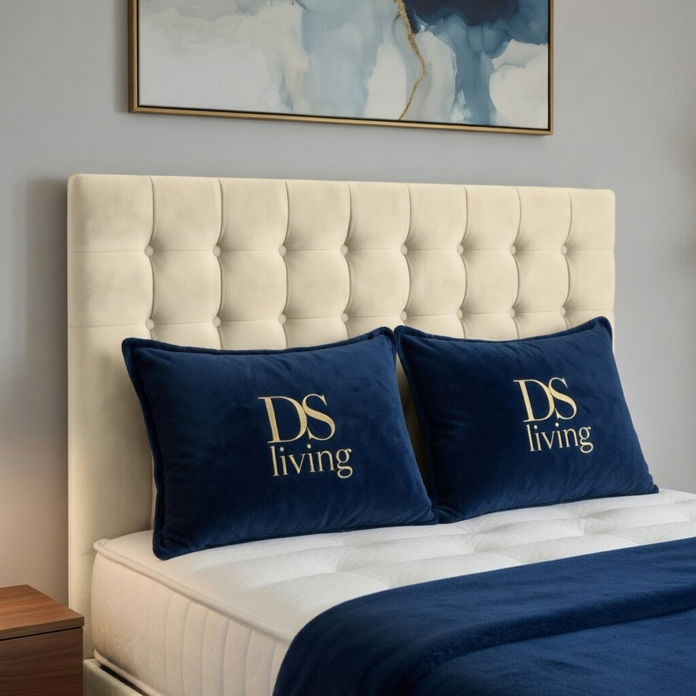 DS Living Casia Double Cream Plush Velvet Divan Bed with 4 Drawer Image 3