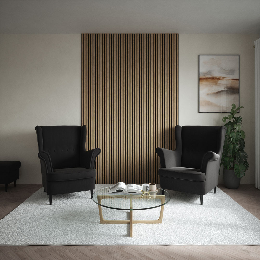 Kraus Easy Living Natural Oak Acoustic Slat Wall Panel 240 x 60cm 3 Pack Image 2