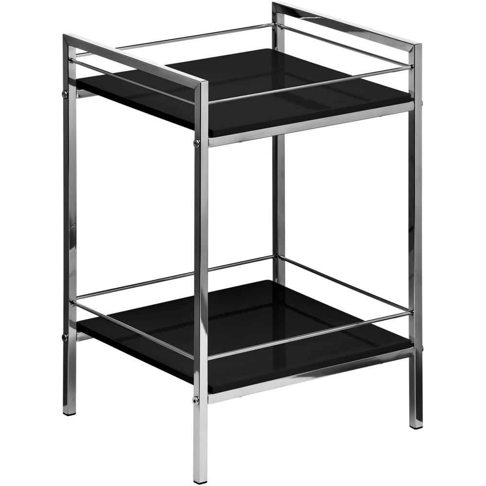 Premier Housewares 2 Tier Black High Gloss Shelf Unit Image 1