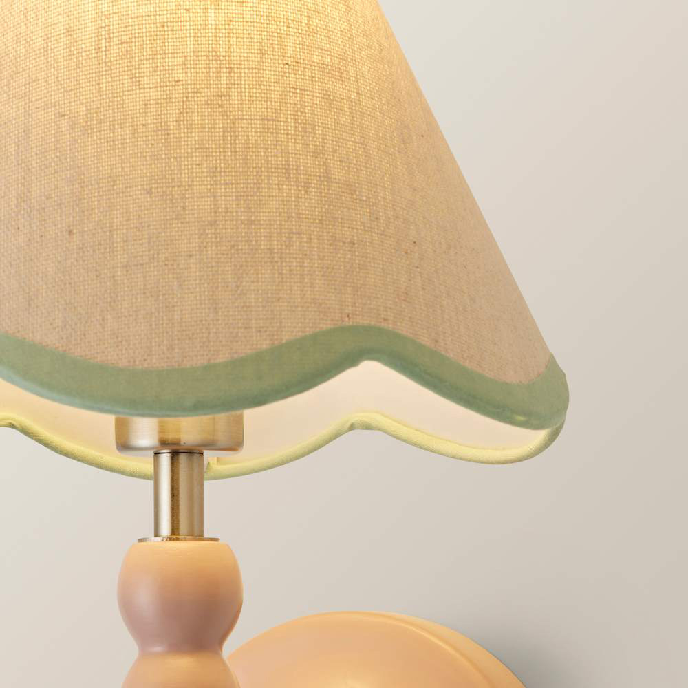 ValueLights Green Trim Scallop Shade Pink Bobbin LED Wall Light with Bulb Image 6