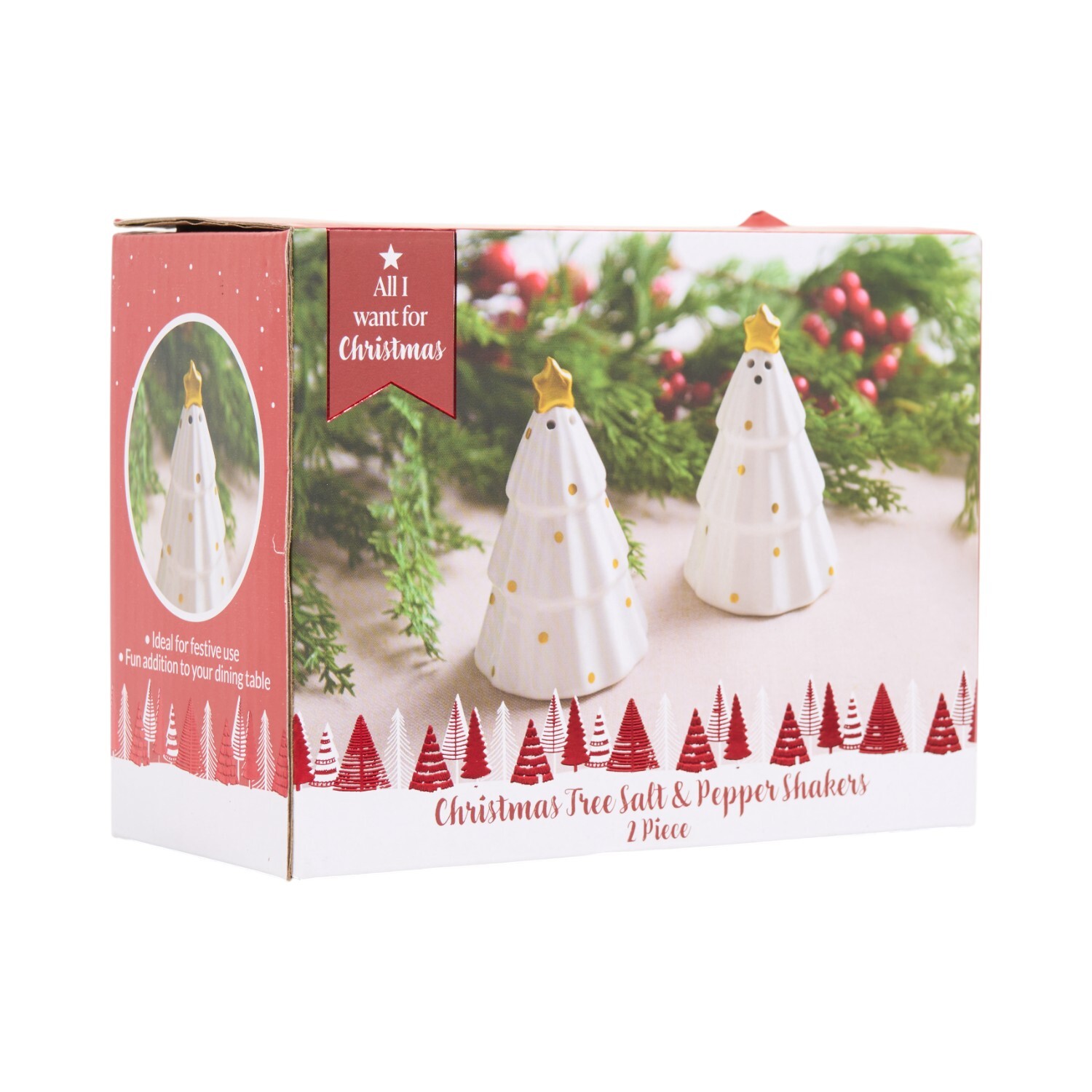 Christmas Tree Salt and Pepper Shakers White Image 5