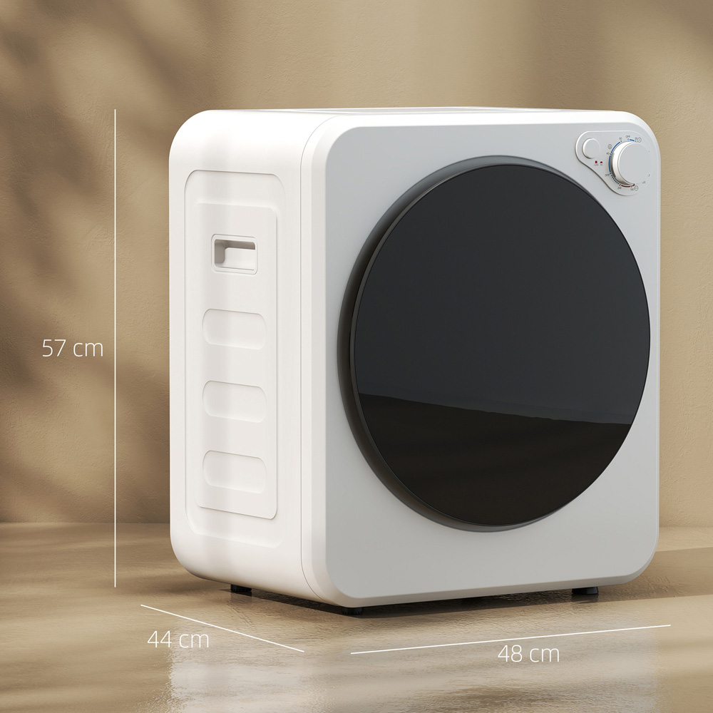 HOMCOM White Front Load Laundry Dryer with 2 Power Modes 4kg Image 9