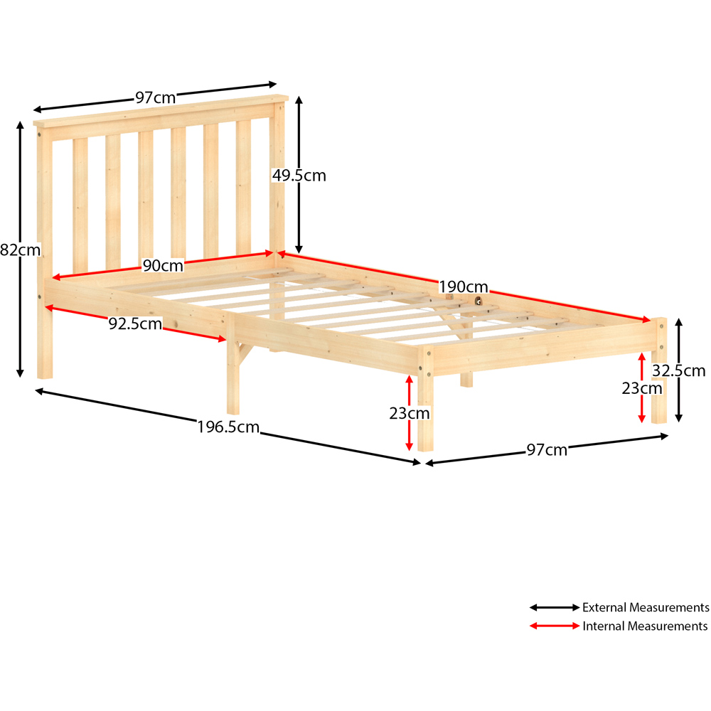 Vida Designs Milan Single Pine Low Foot Wooden Bed Frame Image 8