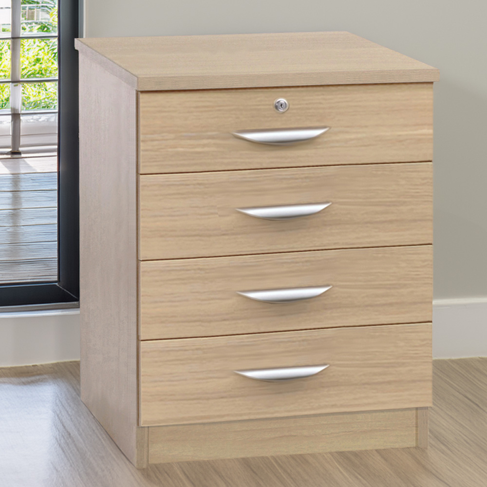 R White Cabinets 4 Drawer Brown Chest of Drawers Image 1