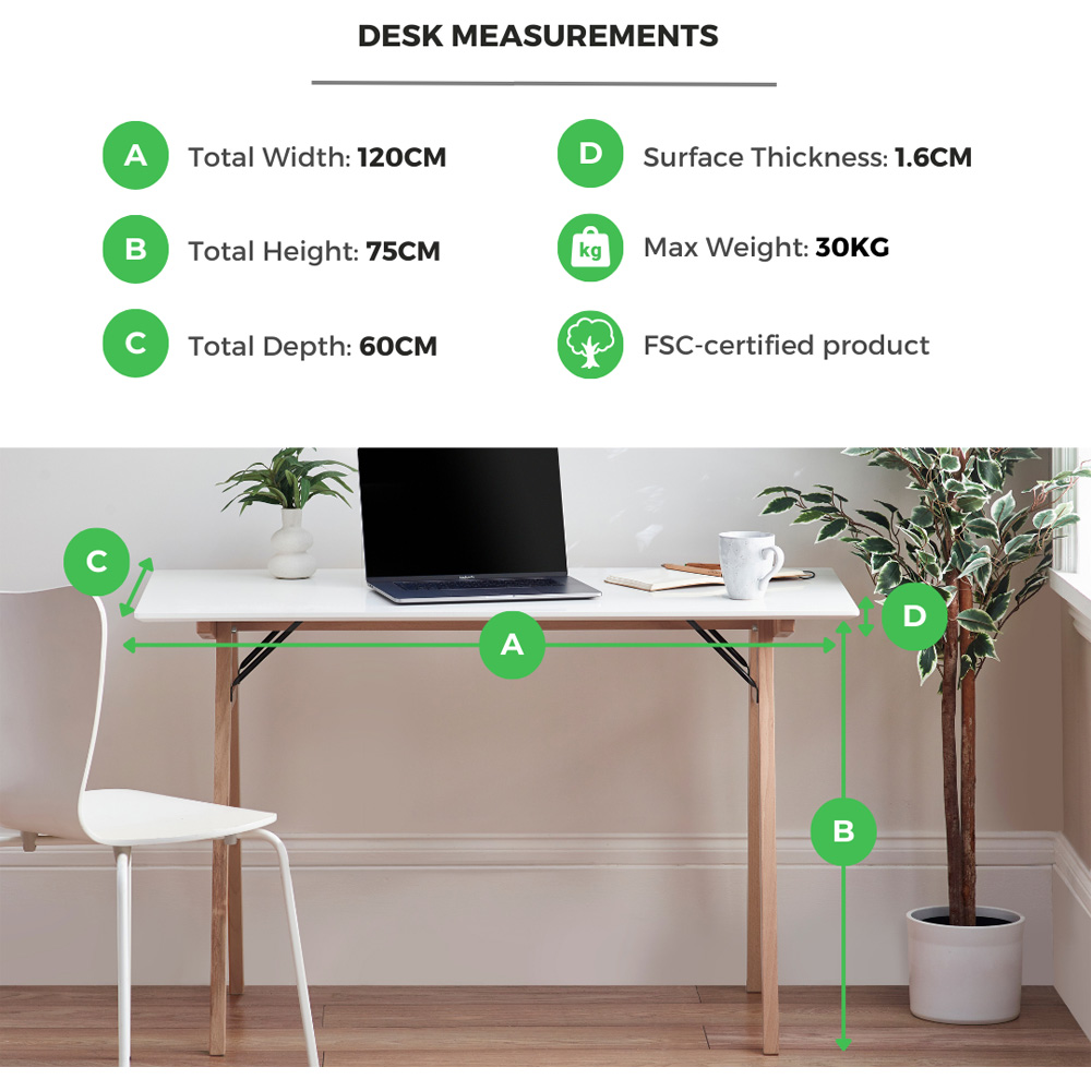 Furniturebox Dmitro Desk White Top Black Legs Image 7