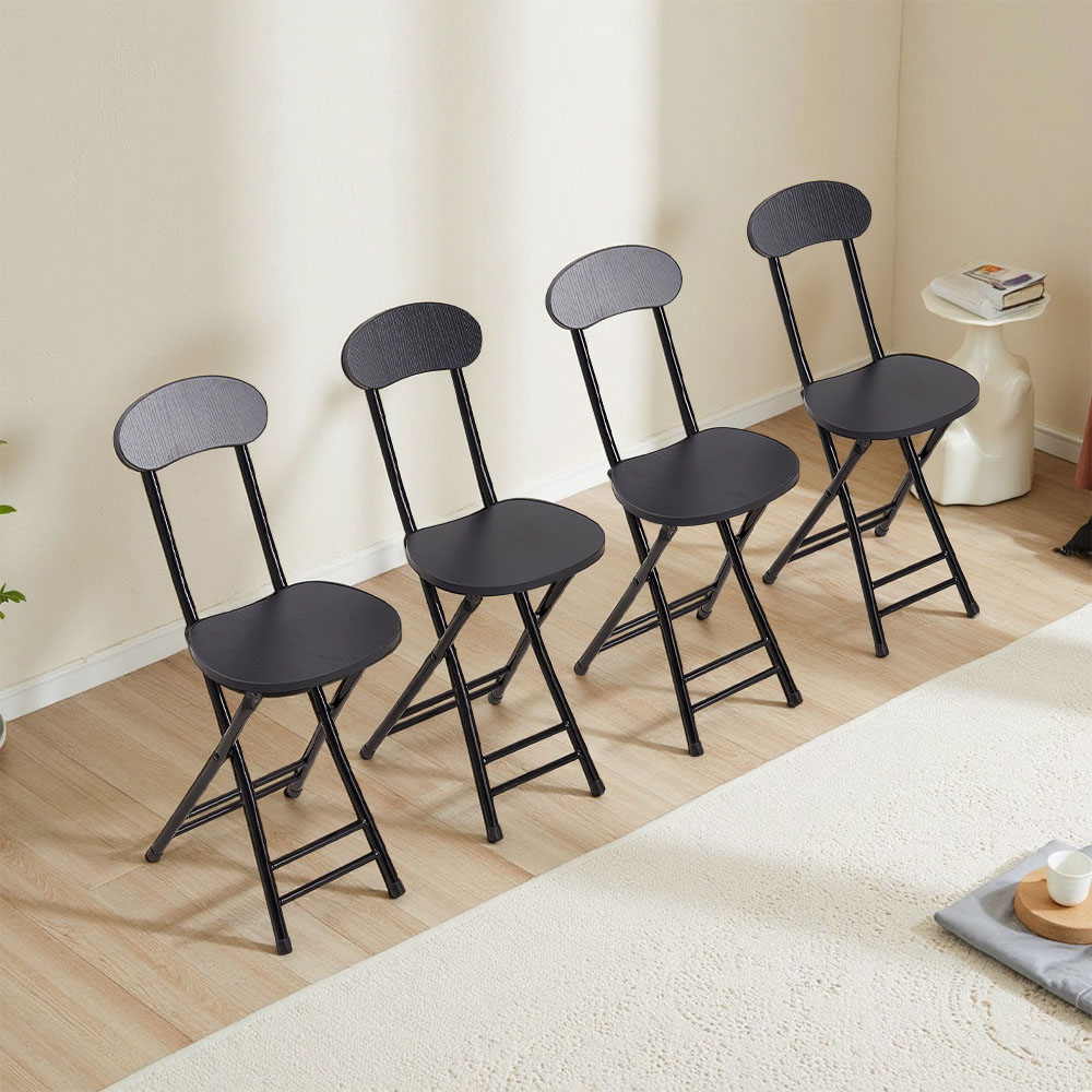 Living and Home Set of 4 Black Portable Foldable Dining Chairs Image 8